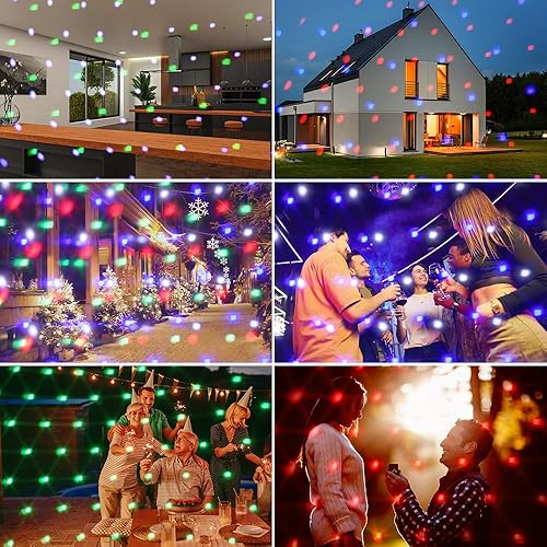 Miniatura 6 de Proyector de luces de nieve de Navidad, proyector de luz LED de Halloween, luces de vacaciones al aire libre con lámpara giratoria transparente de
