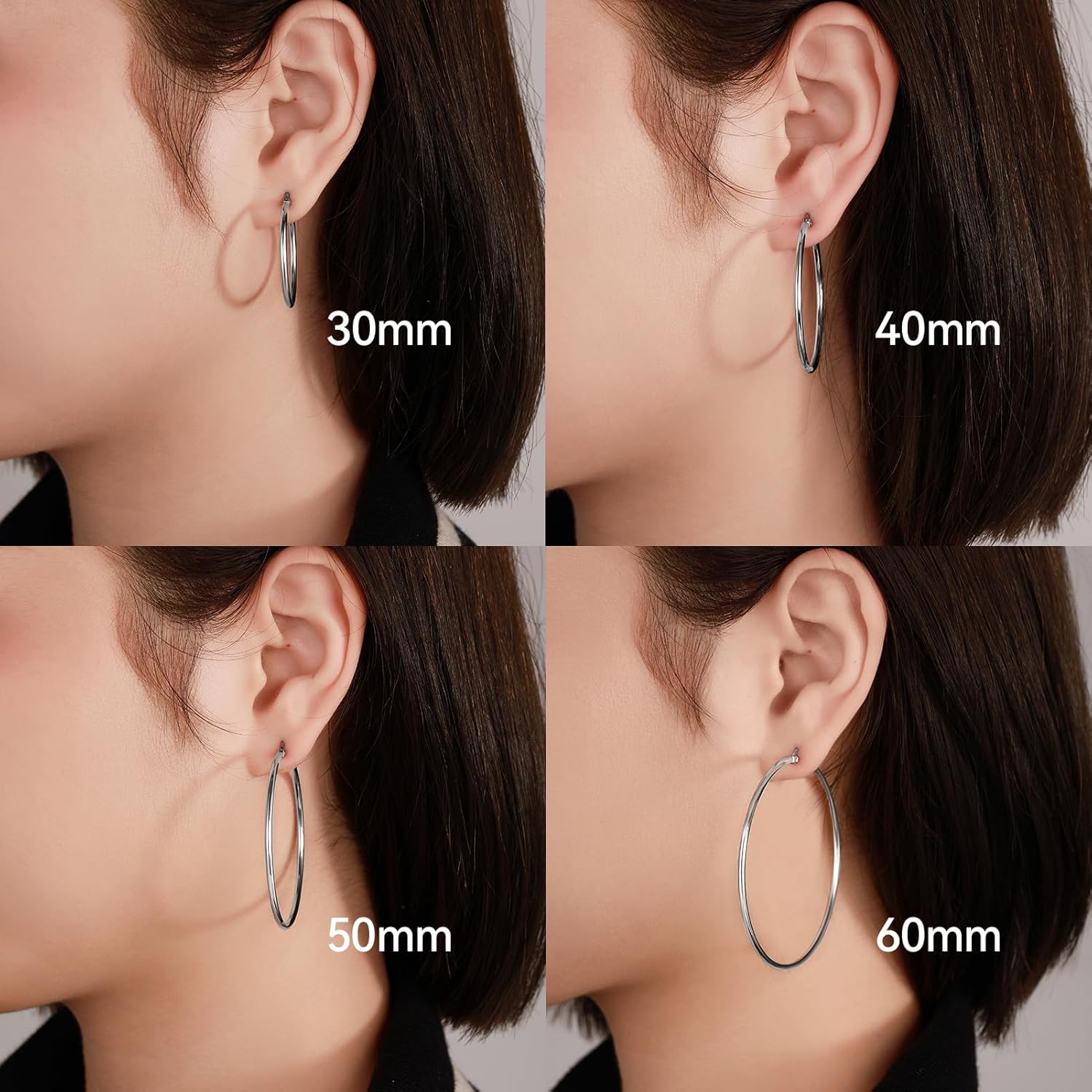 Titanium Hoop Earrings Hypoallergenic - Implant Grade Pure Titanium G23 Lightweight Big Hoops for Women Sensitive Ears - Image 2