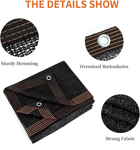 Miniatura 5 de Tela de sombra 90% 10 pies x 13 pies, red de sombra con ojales, red de bloqueo UV para plantas, cubierta de invernadero, granero, flores, patio,