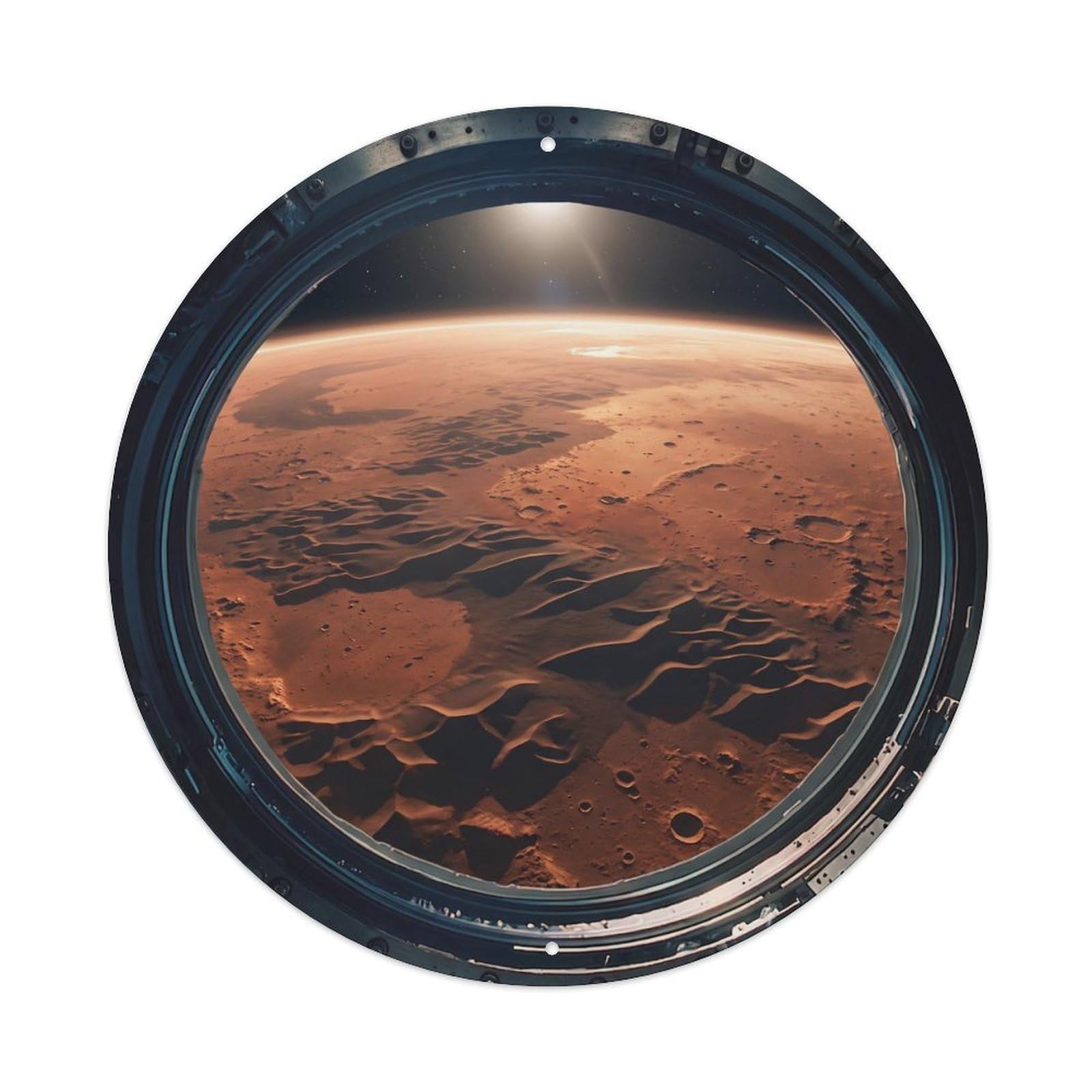 Red Planet Dunes from Space Station Porthole Metal Tin Sign