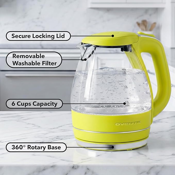Hervidor Eléctrico OVENTE 1.5L Vidrio Borosilicato Apagado Automático miniatura 4