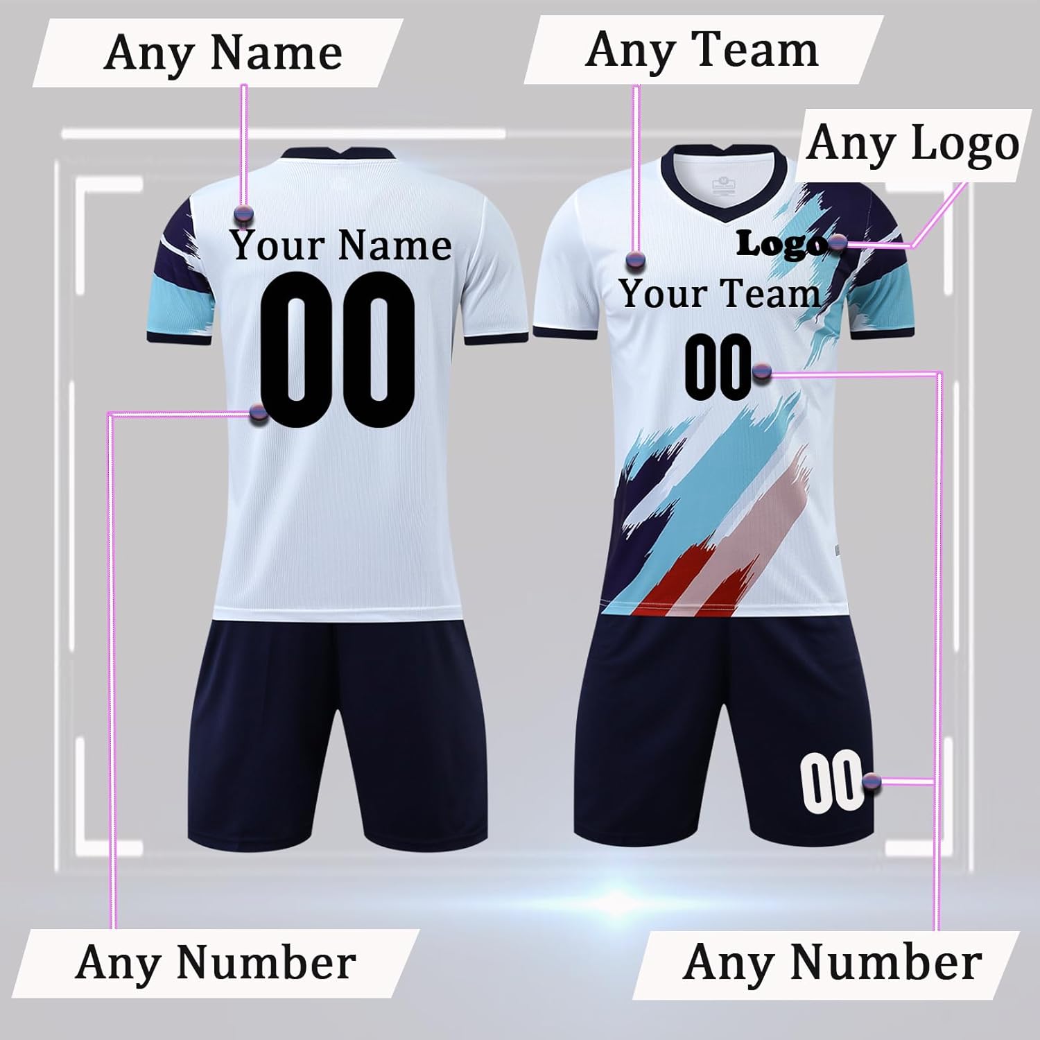 Personalized Kids Boys Youth Soccer Jersey Soccer Uniform with Team Logo Name Soccer kit - Image 2