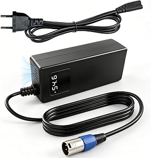 54,6V 2A Ladegerät für E-Scooter, kompatibel mit 48V Lithiumbatterien | 3-poliger XLR, LED-Spannungsanzeige, Lüfter, Schutzfunktionen, auch für E-Bikes geeignet
