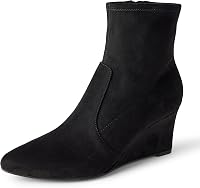 Amazon Essentials Women's Wedge Ankle Boots - Memory Foam Comfort, Stretch Faux Suede, Side Zip, 2.75" Heel