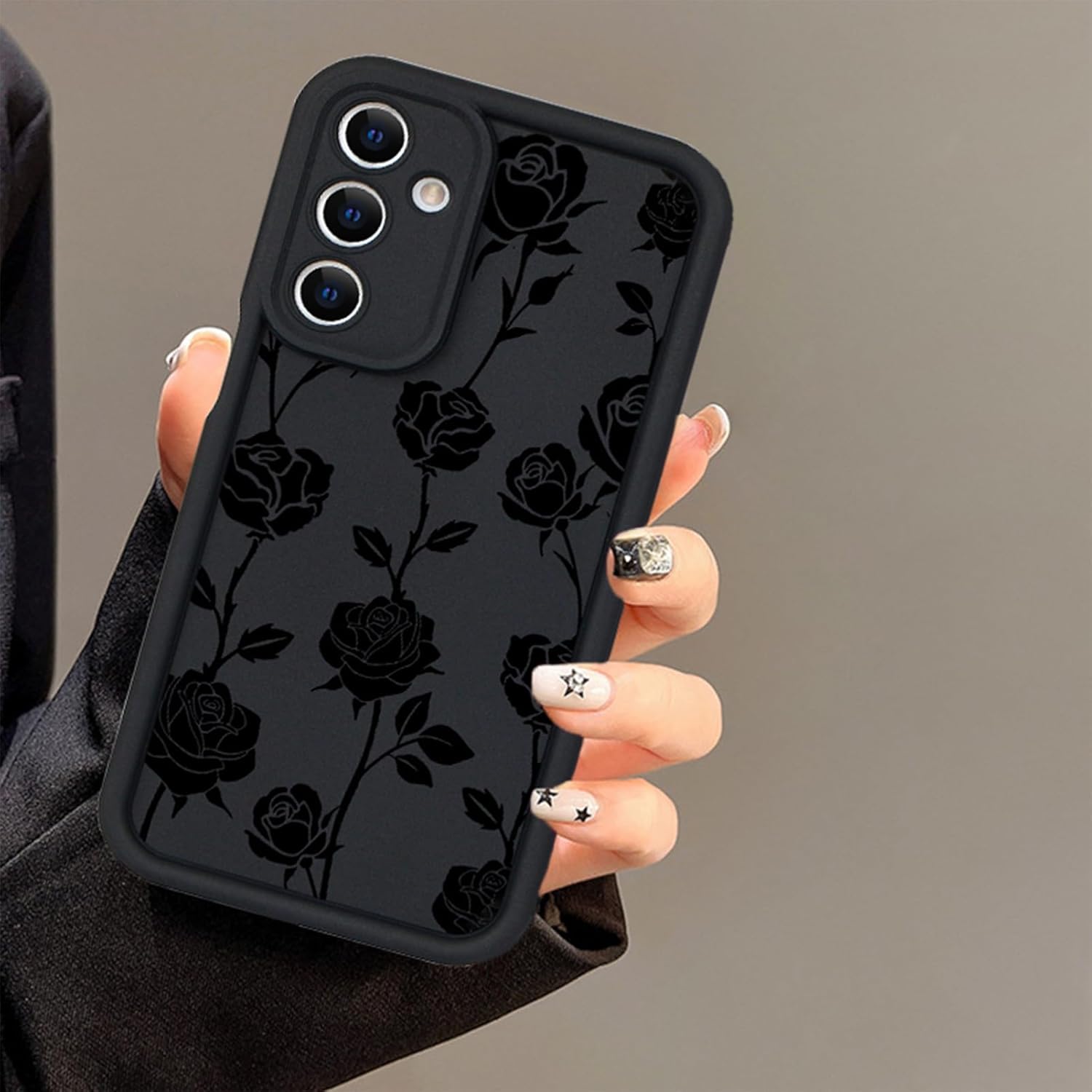 Compatible with Samsung Galaxy S25 Case, Cute Floral Silicone, Senior Shockproof Protection and Anti-Scratch for Soft Slim Phone Cover for Women Girls-Black Rose - Image 5