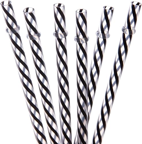 Miniatura 14 de Dakoufish Focos de plástico reutilizables y gruesos, de plástico, 12 piezas de 9 pulgadas, sin BPA, pajillas Mason Jar transparentes, a rayas, 6