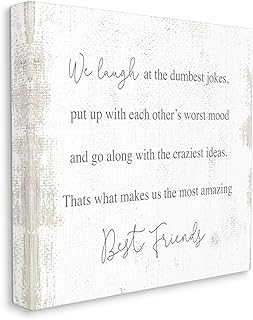 Stupell Industries Amazing Best Friends Phrase Distressed Country Pattern, Designed by Daphne Polselli Canvas Wall Art, 24 x 24, Off-White