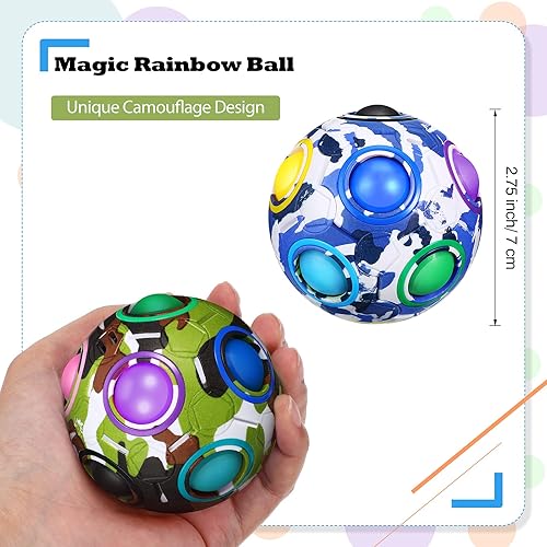 Miniatura 2 de 4 piezas de bola mágica de arcoíris brillante rompecabezas de bola con 11 colores arcoíris para adolescentes y adultos estilo elegante