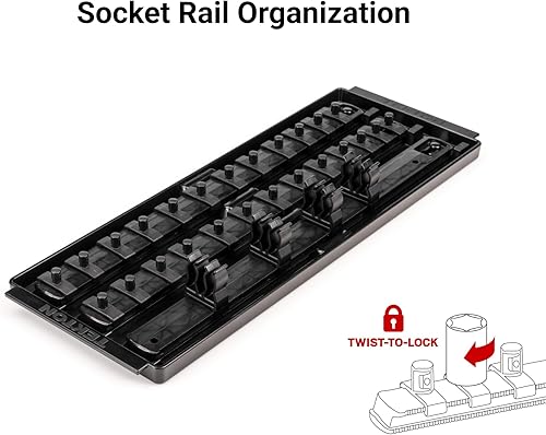 Miniatura 10 de TEKTON SKT03301 - Juego de llaves de 6 puntos y trinquete de 14 pulgadas con rieles, 57 piezas (532-916 pulgadas, 0.157-0.591in)