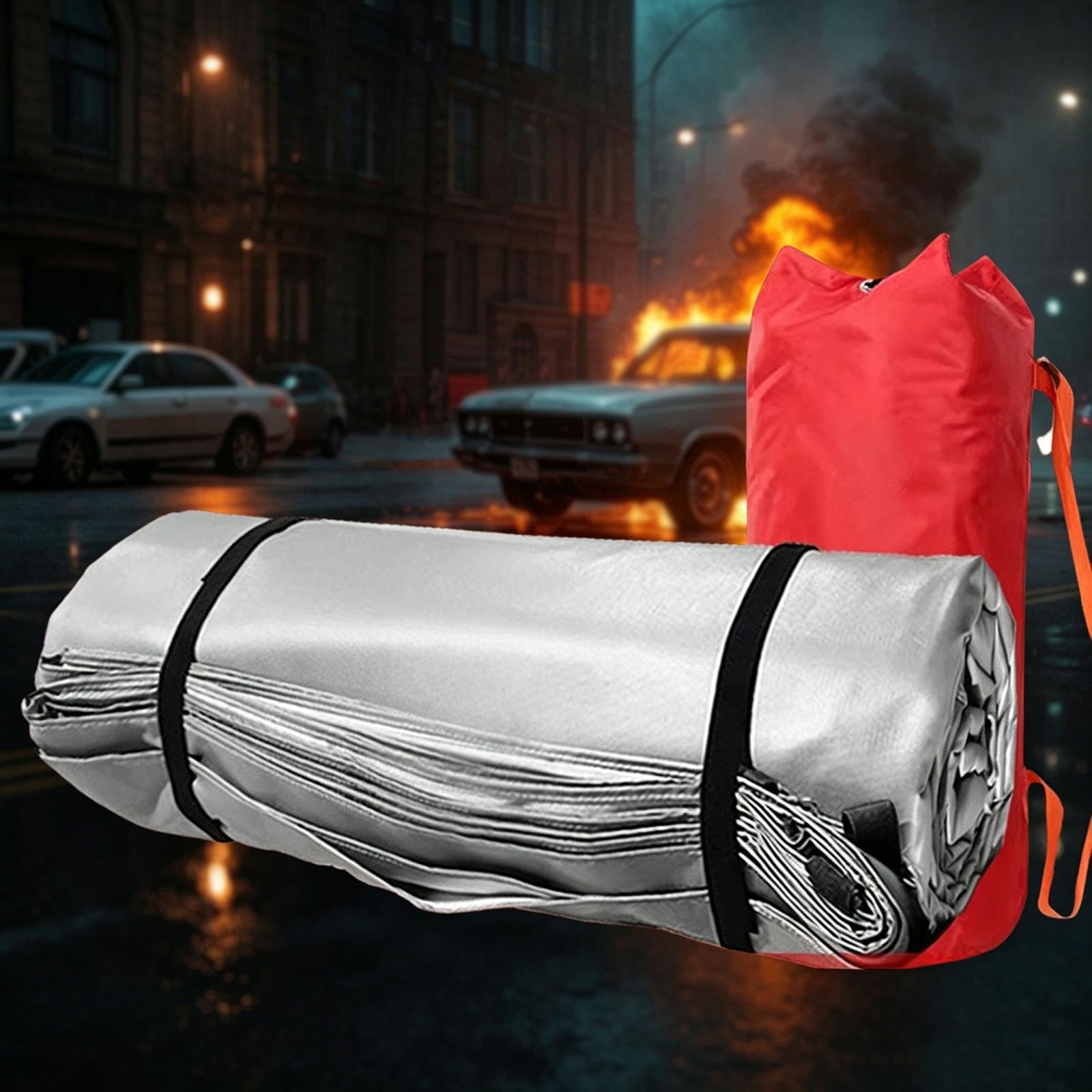 Coperte antincendio di Emergenza per Veicoli a Nuova energia, autocarri | Copertura in fibra di vetro rivestita in silicone,Coperte antincendio resistenti al calore di sopravvivenza e sicurezza