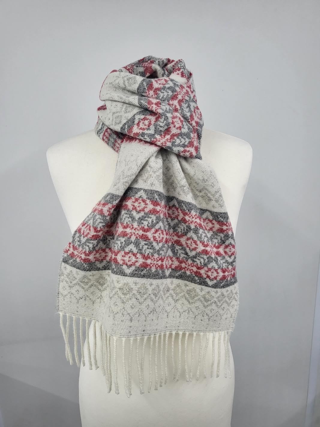 Ladies Irish Wool Winter Scarf With Tassles, Made in Scotland, 100%