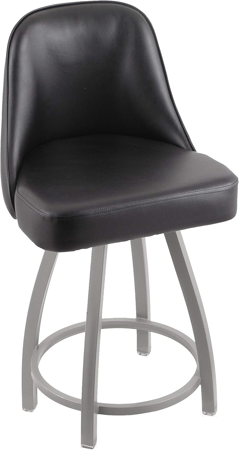 840 Grizzly 25" Swivel Counter Stool with Anodized Nickel Finish and Black Vinyl Seat