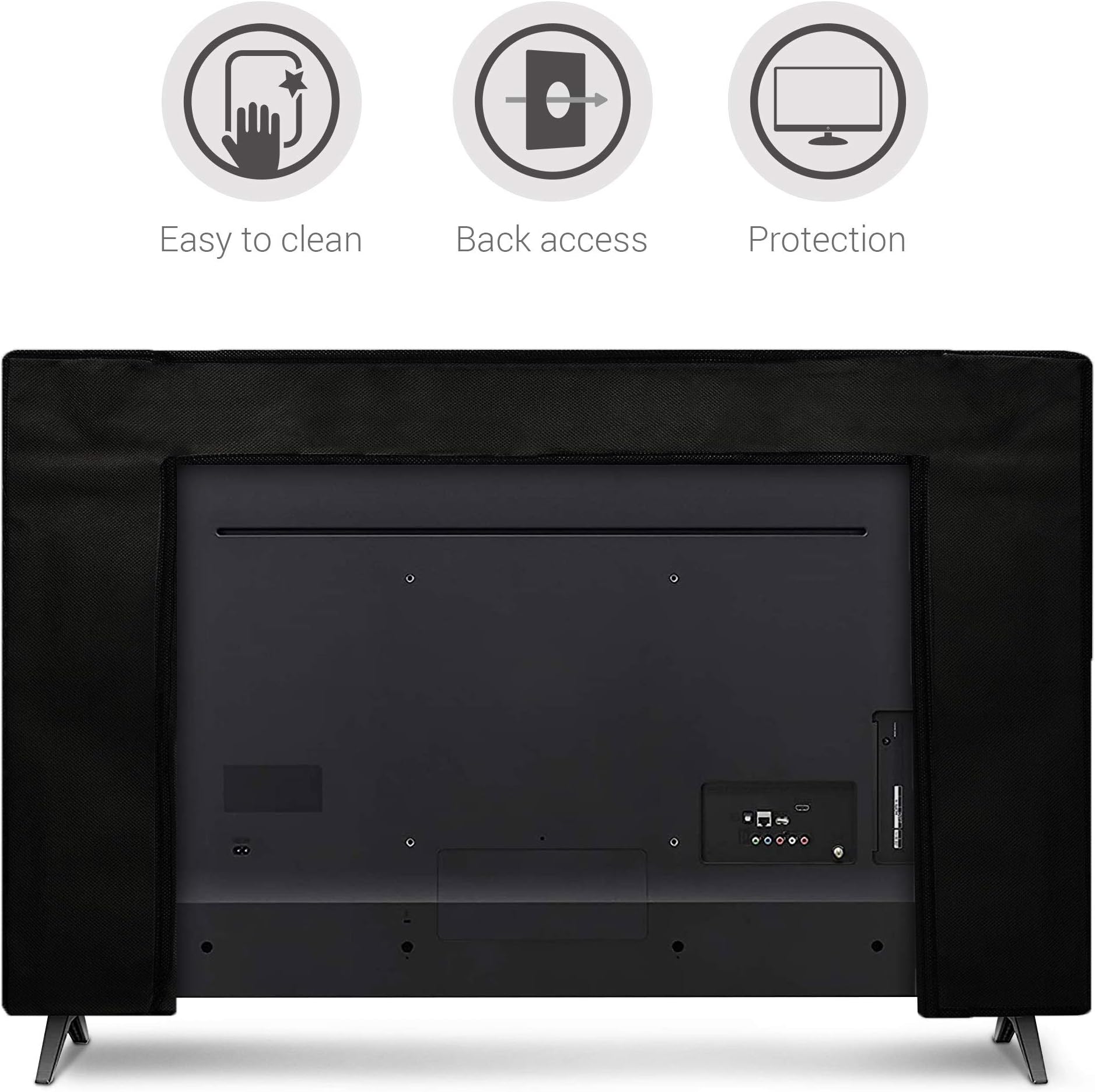 kwmobile 65" TV Compatible Television Cover - Dustproof LCD Television Protection Cover Dust Guard Black