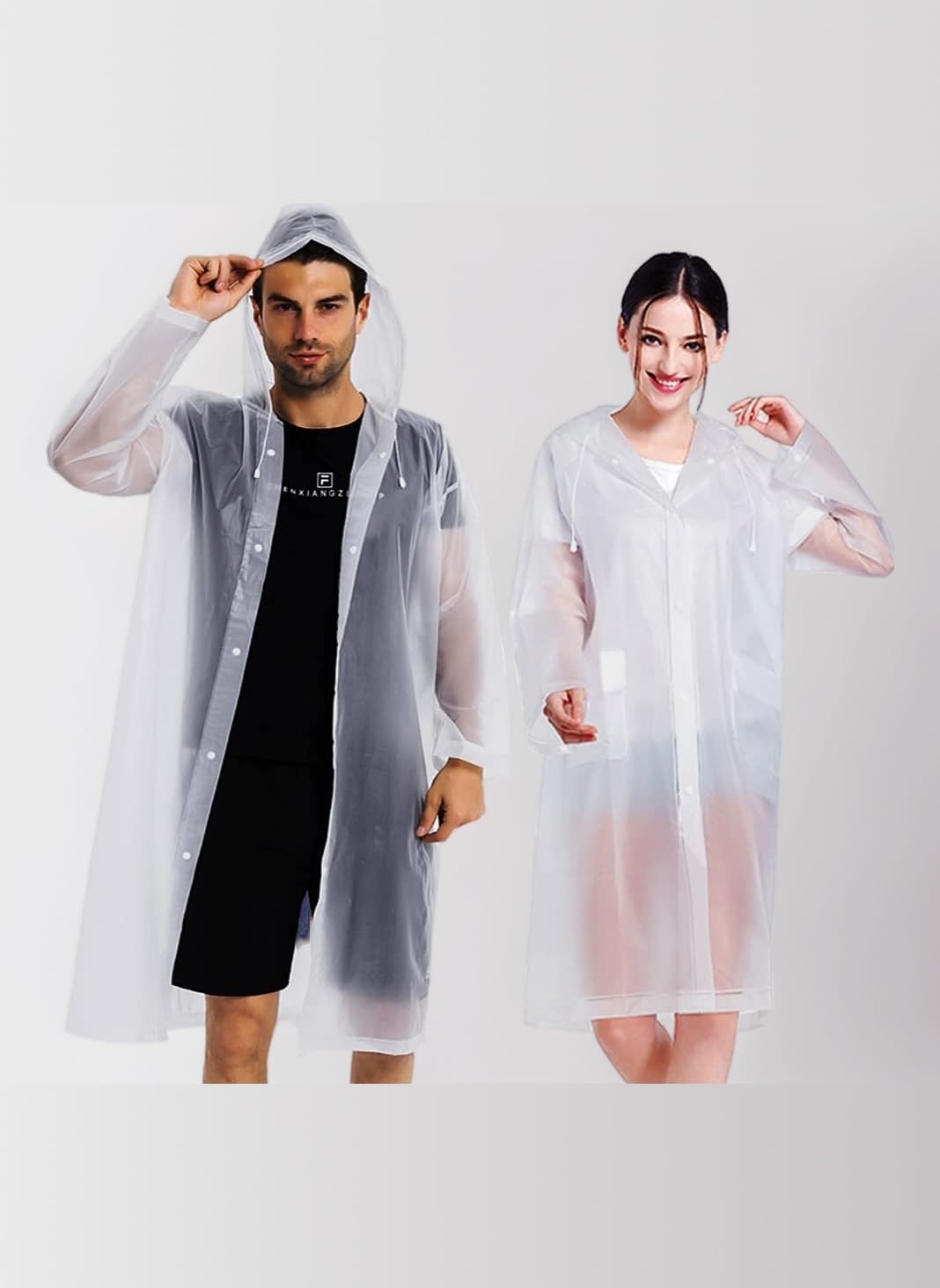 COOY Rain Coats (2 Pack) - Reusable EVA Rain Ponchos For Adults Rain Jackets Raincoats For Men Women