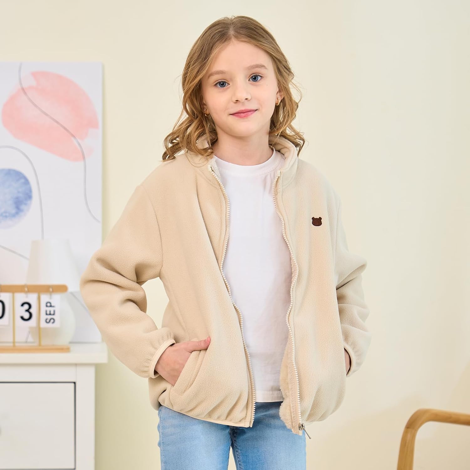 Toddler Kids Polar Fleece Jacket, Thickened Full-Zip Long Sleeve Warm Coats Outwear for Baby Boys Girls Autumn Spring Winter - Image 5