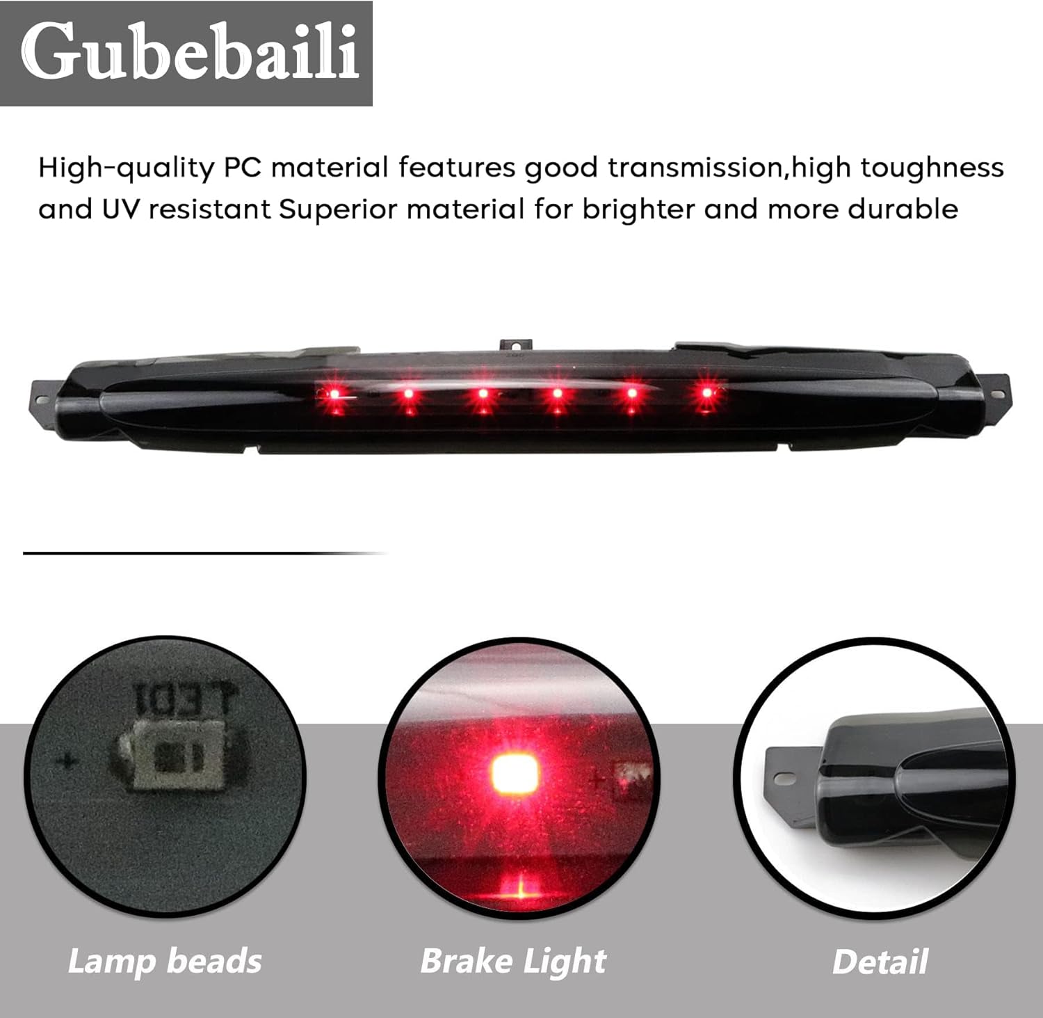 Third 3rd Brake Light Fit for Chevrolet Trailblazer/Fit for GMC Envoy/Fit for Buick Rainier 2002-2009, Center High Mount Stop Lamp Rear Cargo LED Light (Smoke Lens)