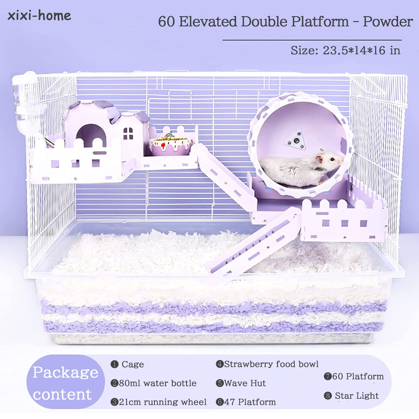 Big Hamster Cage LOOBMBNS – 18x11x23 Inches With Platforms, 2 Wheels ...
