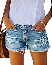 Women's Casual Jeans Shorts Ripped Summer Ripped Jeans with Tassels Short Shorts with Pockets