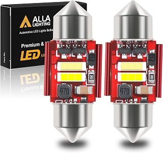 Alla Lighting Dual Color DE3175 DE3021 LED Festoon Bulbs, White/Ice Blue Switchback CAN-bus 31MM Interior Map, Dome, Door, Trunk, Courtesy Lights