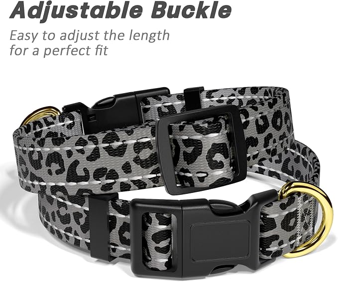 Collar Reflectivo para Perro y Gato Gris Leopardo Nailon Ajustable miniatura 6