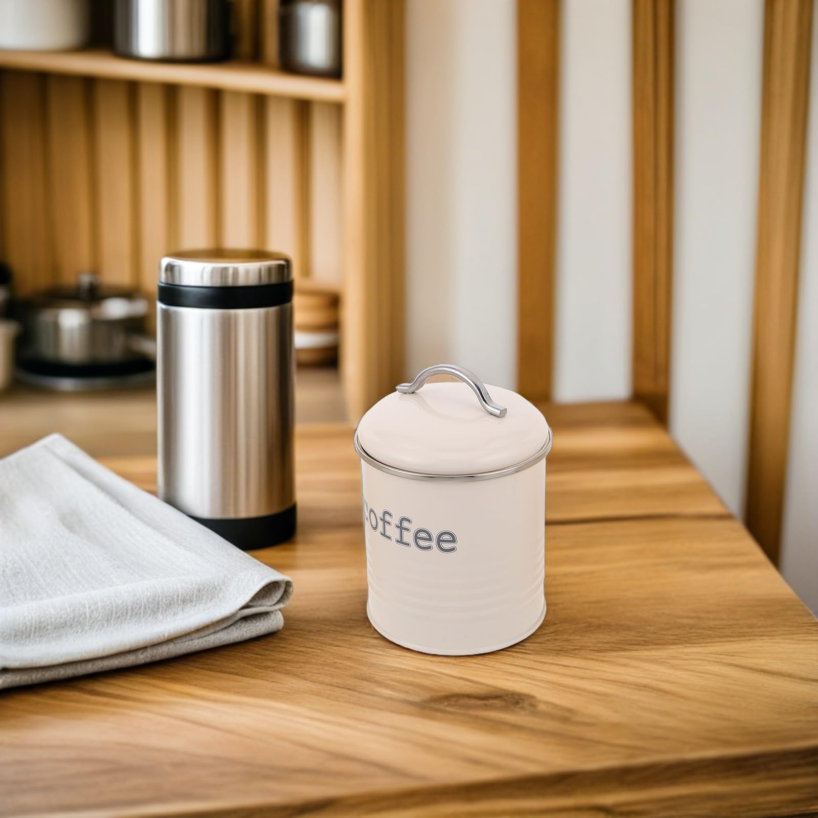 3 Stück Luftdichte Vorratsdosen aus Eisen in Weiß mit Griff für Kaffee und Tee Einfache Reinigung Stilvolle Aufbewahrung für Küchenarbeitsplatte und Vorratskammer