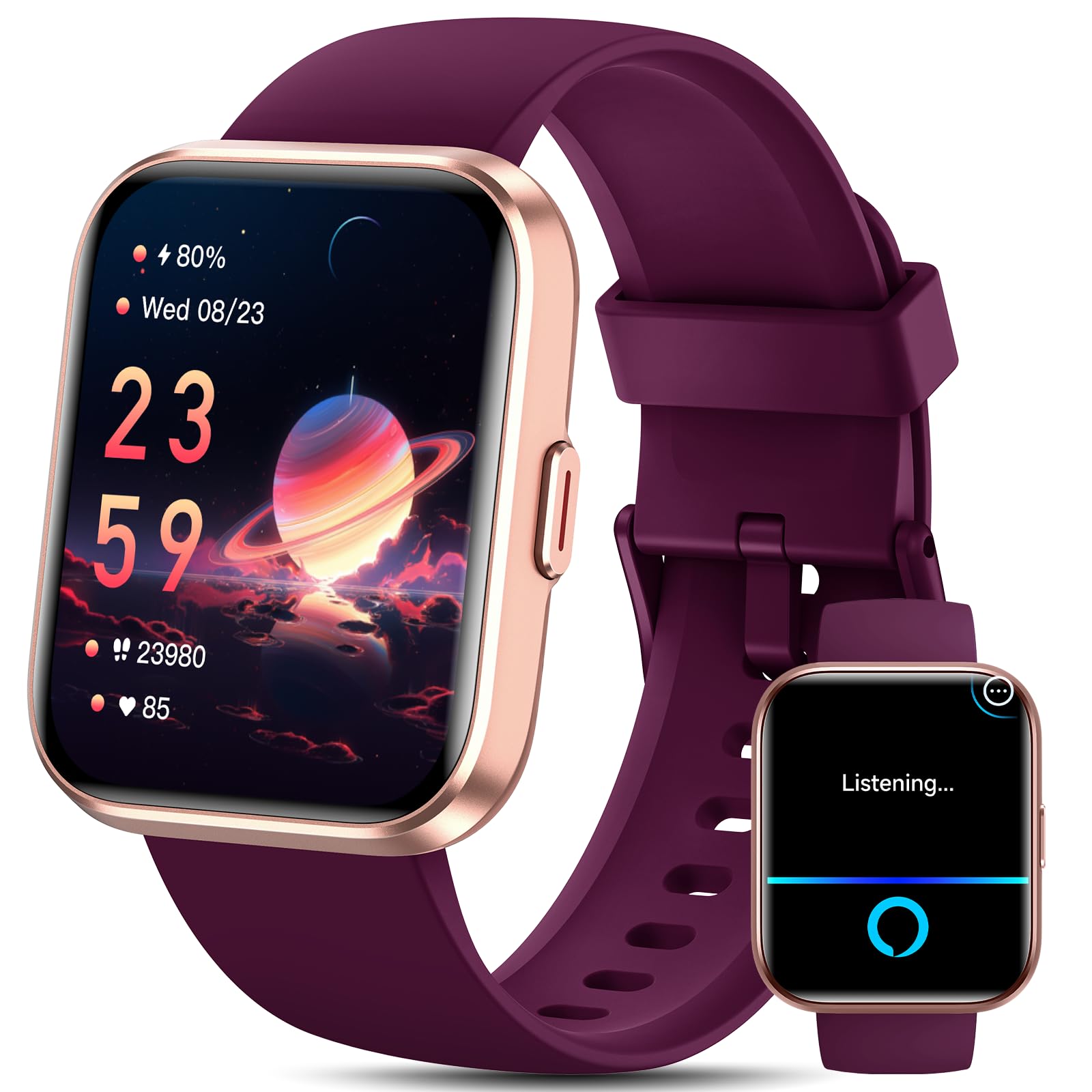 Photo 1 of Smart Watch for Women Men, Smartwatch Compatible iPhone/Android/Samsung (Answer/Make Call, Alexa Built-in), Smart Watches with Health Monitor, Activities Track, 3ATM Waterproof Fitness Watch-Purple