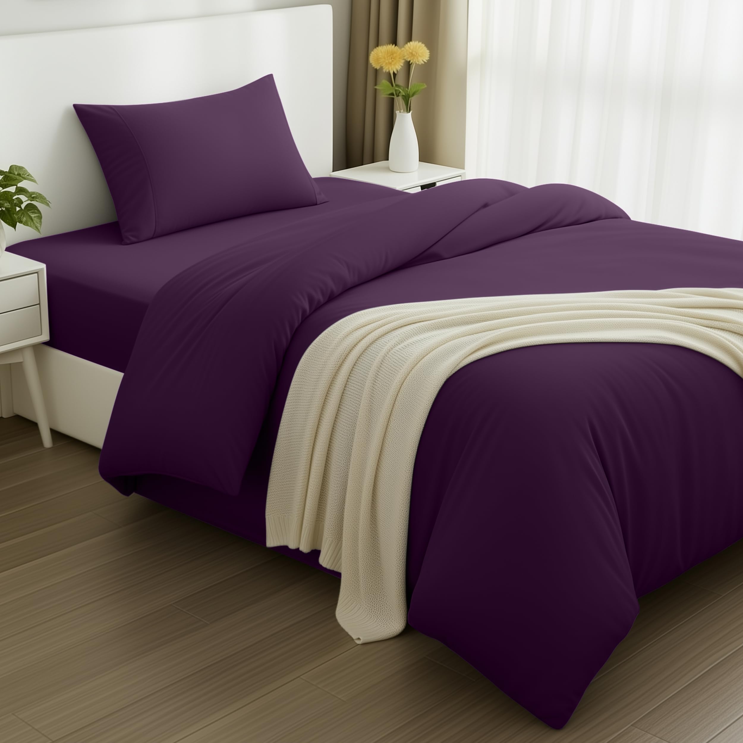 Utopia Bedding - Funda nordica Cama 150, Sabana Bajera 230x220 y Fundas Almohada (50x75cm) - Funda edredon Cama 150 - Juego de Cama de Microfibra cepillada Suave (Gris) — view 8