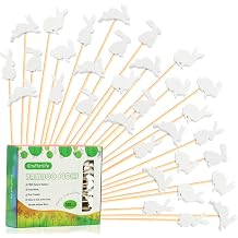 Easter Rabbit Cocktail Picks Fruit Dessert Sticks Sandwich Food Toothpicks Charcuterie Appetizer Skewers, 5 Inch, Handmade of Bamboo Wood, for Easter Decoration Party Supplies (Easter Bunny)