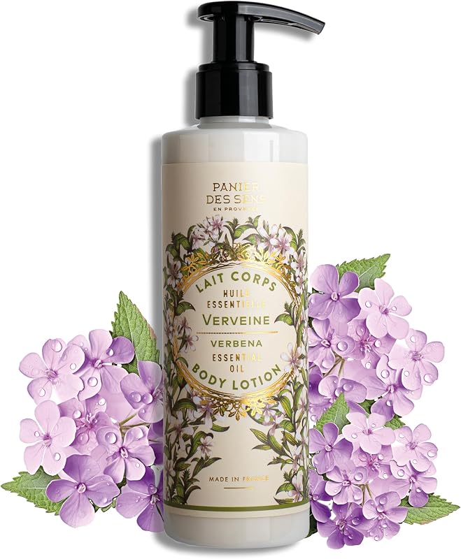 Panier des Sens Lemon Verbena Body & Hand Lotion Pump, 8.45 fl oz | Perfumed Lotion For Women | Body & Hand Care | Vegan Formula | 97% Natural Ingredients | Fast-Absorbing, Non-Greasy