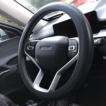 Universal Black Car Steering Wheel Cover RPKEY 13.5 to 15 inches Silicone Steering Cover Compatible with Most Car Models Including Round D Shape