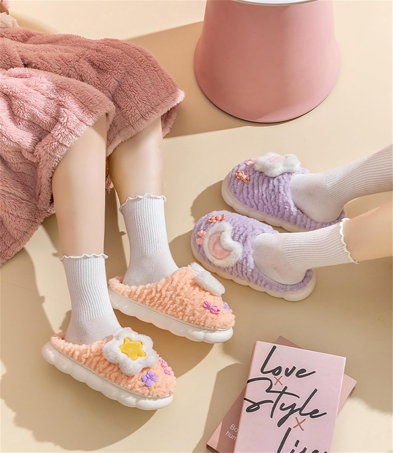 Cute Women's Star Plush Slippers - Warm Indoor & Outdoor Slippers - Image 2