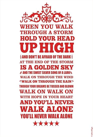 Alter Ego You Will Never Walk Alone Liverpool Typography Recycled Material Poster 12 X 18 Multicolour Amazon In Home Kitchen