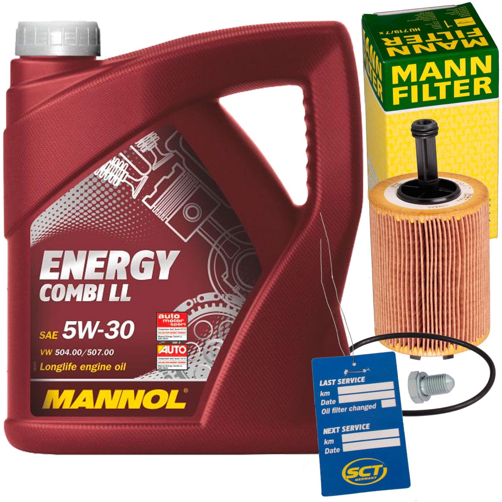 Mann Ölfilter+5W30 Öl Tdi | Hu 719/7 X+1113800100+Manol Combi LL für Passat 3C Golf 5 A3 8P A4 B8 A6 C6