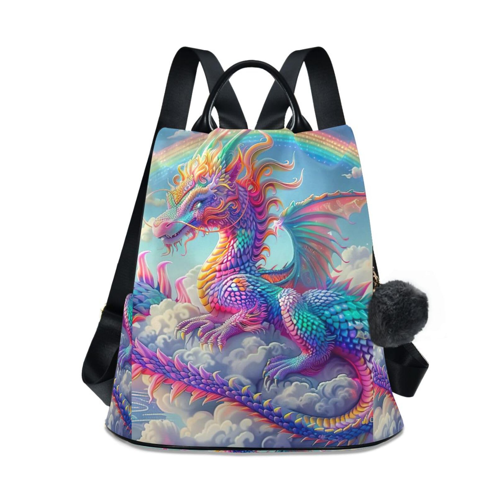 Mochila antirrobo mujer Dragon Clouds Rainbow bolsa de viaje moda 8
