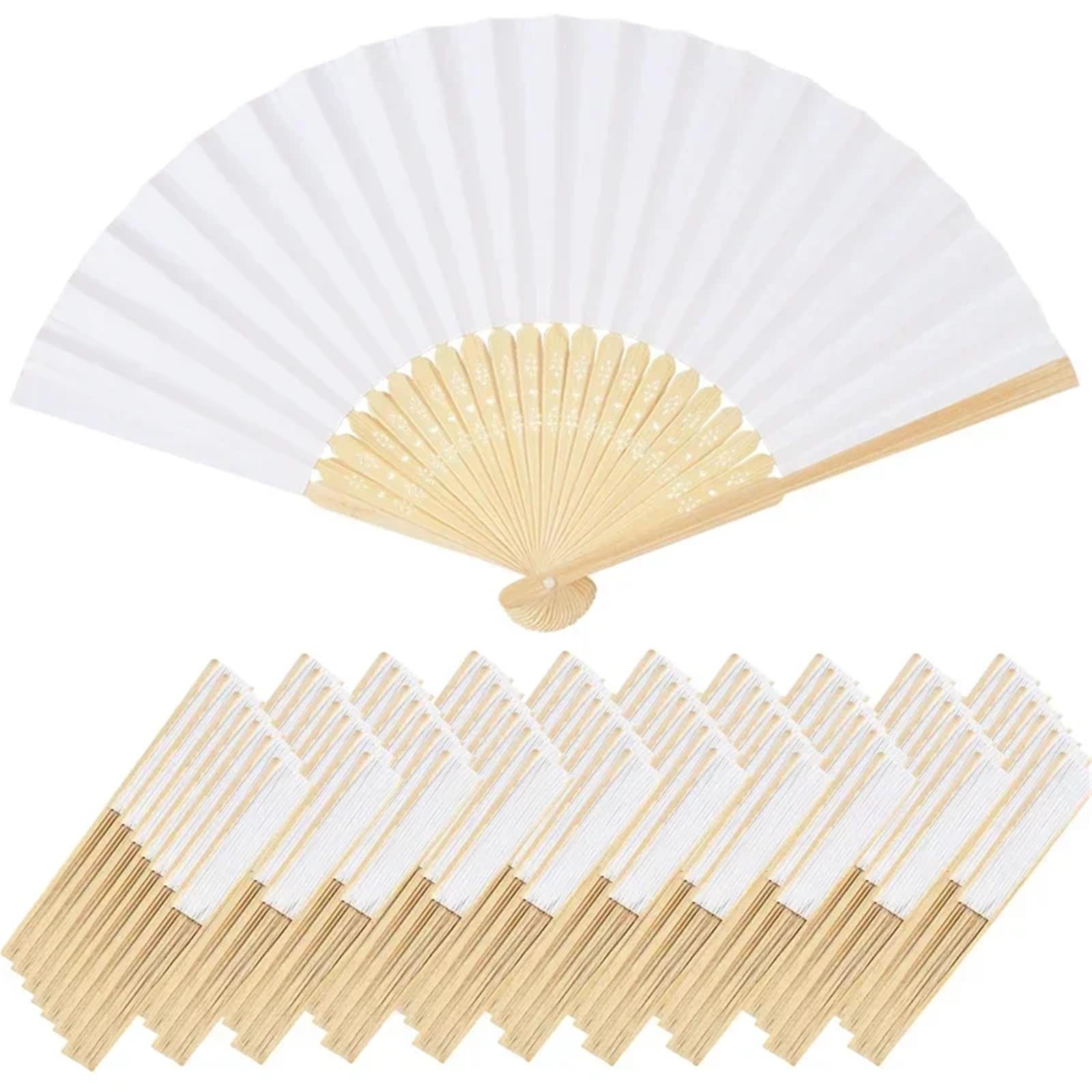 Papierfächer aus Bambus im östlichen Stil, faltbar, für Sommer/Hochzeit, 30 Stück