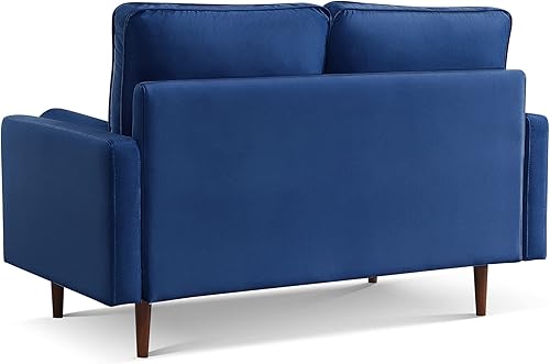 Miniatura 5 de Sofá de dos plazas tapizado moderno de 57.1 pulgadas con reposabrazos, sofá de terciopelo contemporáneo con 2 almohadas de refuerzo, sofá para