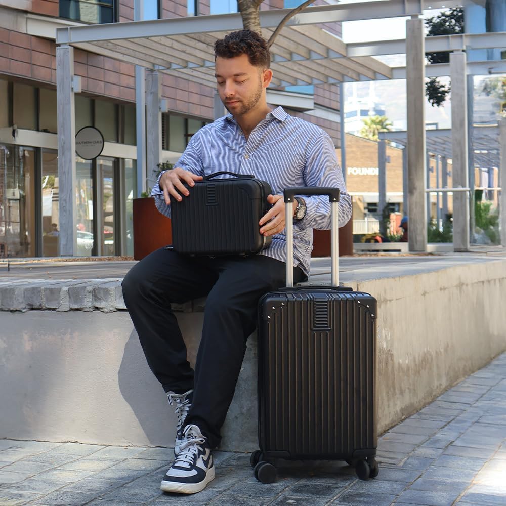 Dubai Hard Shell Carry-On Suitcase with Matching Cosmetic Case