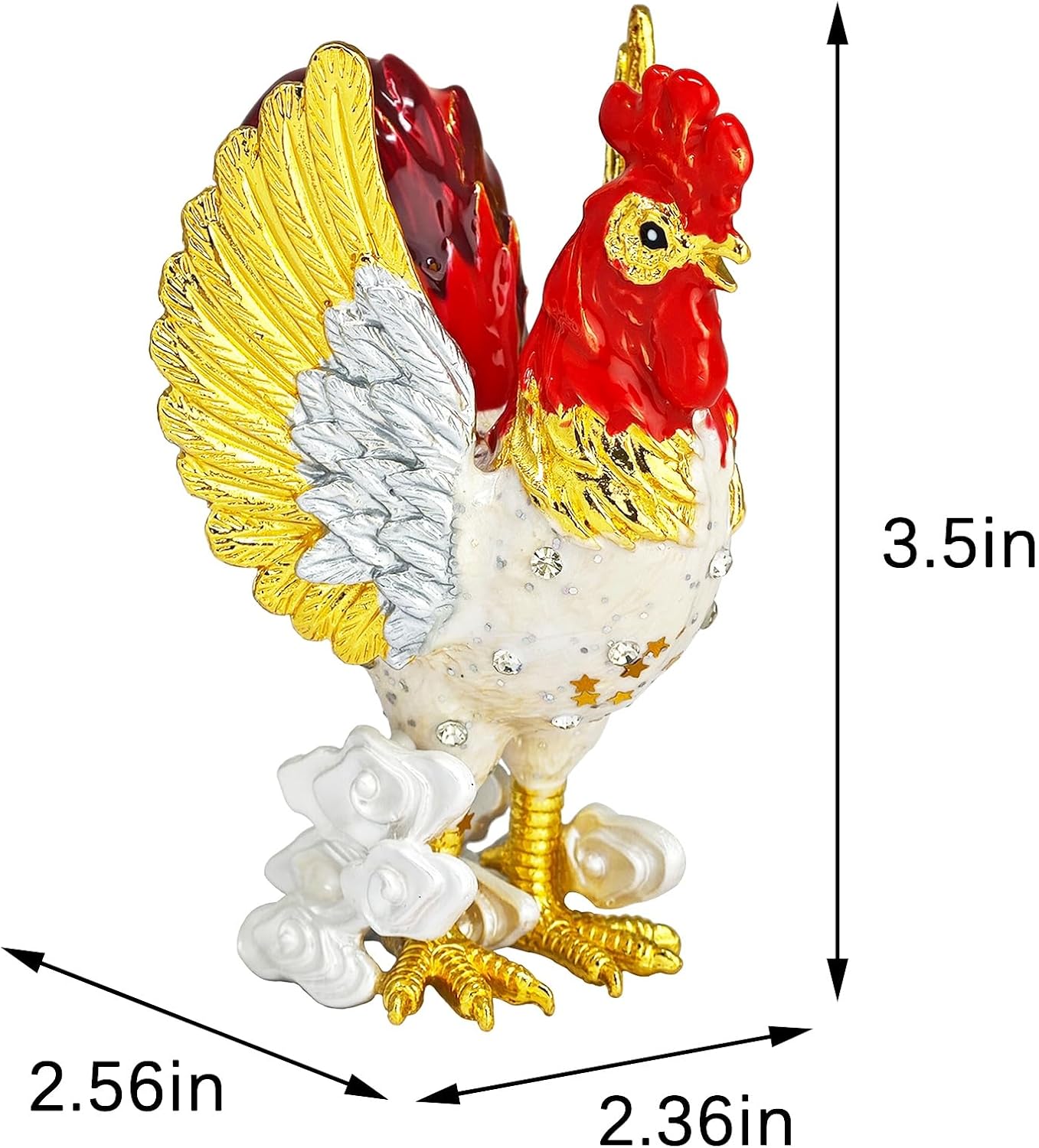 Fengshuibringluck Feng Shui Sky Rooster Good Luck and Fortune Wealth Amulet Statue Decoration (White Sky Rooster)