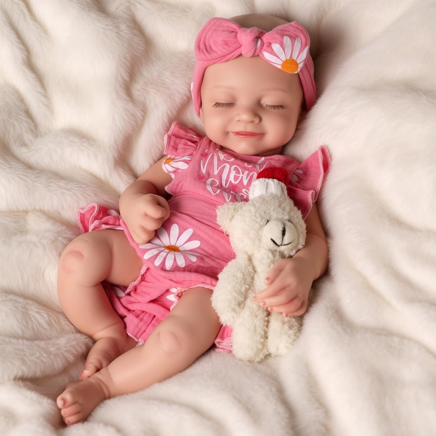BABESIDE Silicone Baby Doll Lifelike Reborn Baby Dolls - 16 Inch (Weight 4 Lb) Full Platinum Silicone Reborn Baby Doll Slicone Full Body Anatomically Correct Sleeping Baby Girl with Gift Box