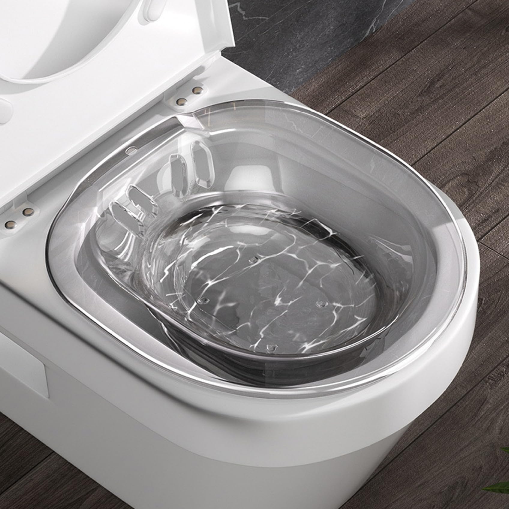 Bidet da Viaggio Portatile da sopra Il WC, antitraboccamento, 14x15x4 Pollici, Accessorio per Bidet per emorroidi, Assistenza privata Post-Partum (Grigio Trasparente), da Viaggio, Accessori
