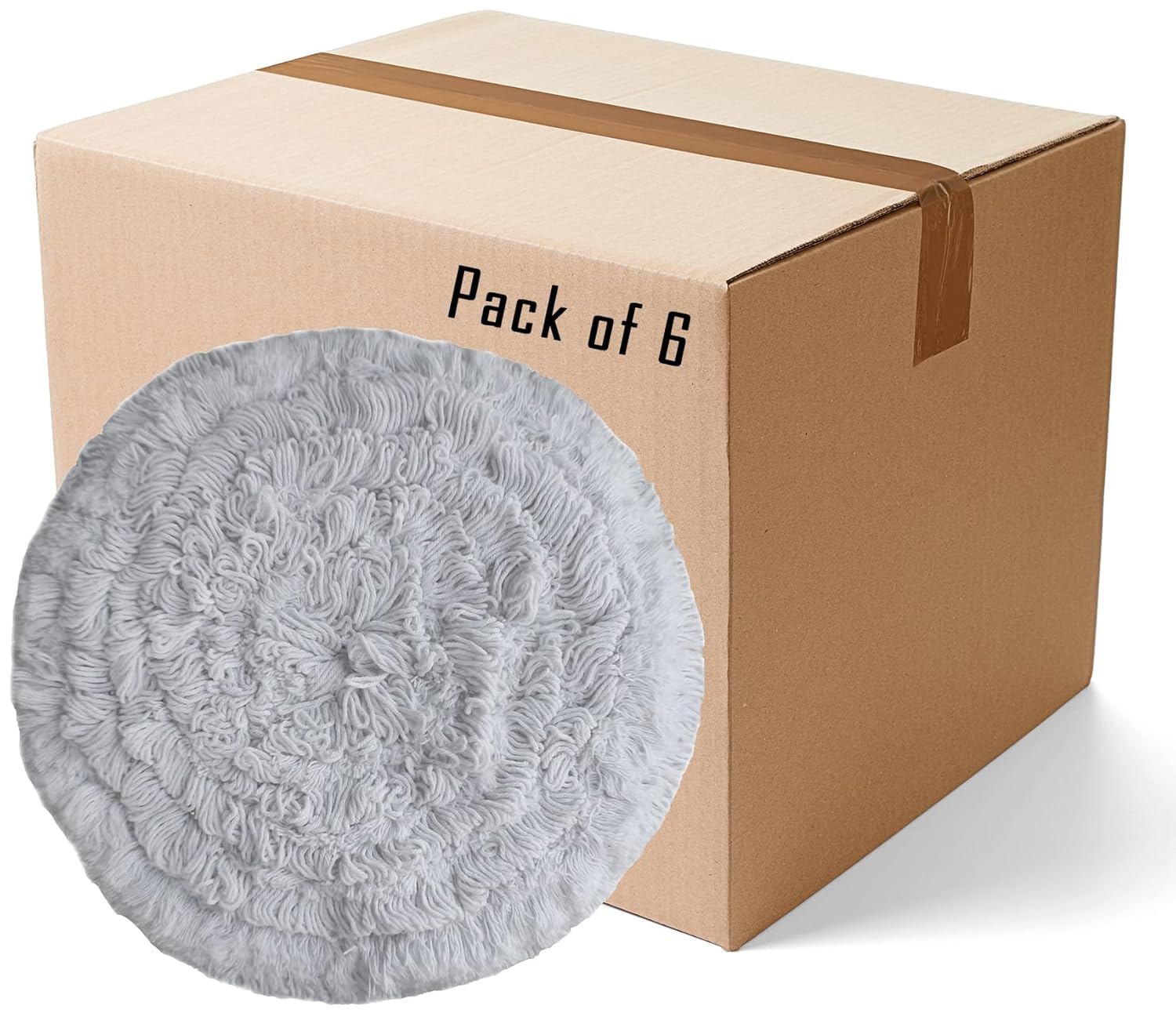 High-Profile Carpet Bonnet Pads - 6 Pack - Rayon Blend for Abrasion & Absorbency - Aggressively Loosen Carpet Soil - 19 Inch