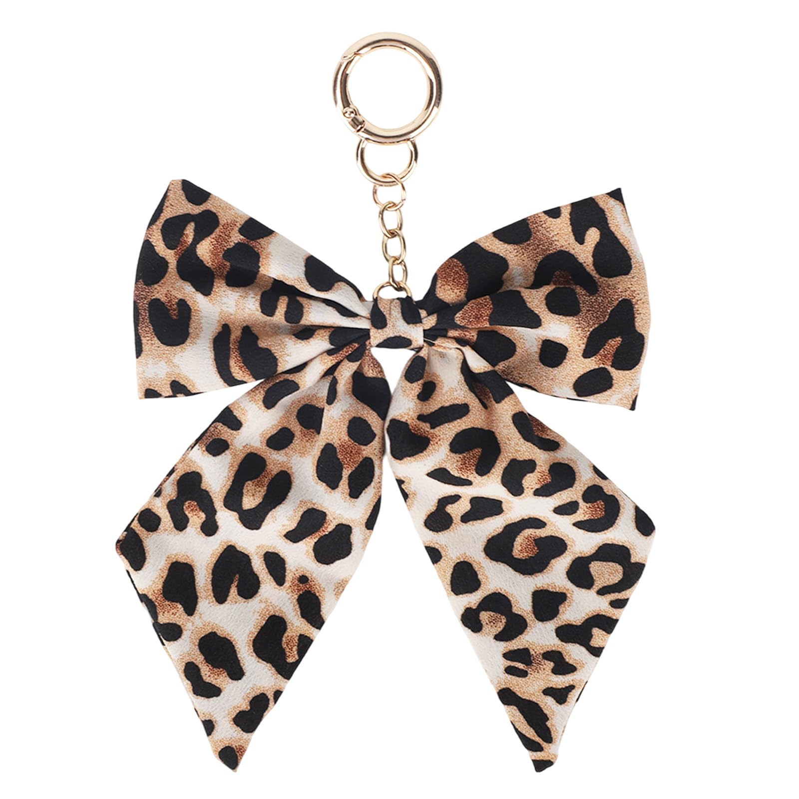 Goktvai Ciondolo per Borsa con Fiocco Stampato Leopardato Donna, Elegante Portachiavi con Fiocco per Borse Borsette Accessori Borse Portachiavi in PU