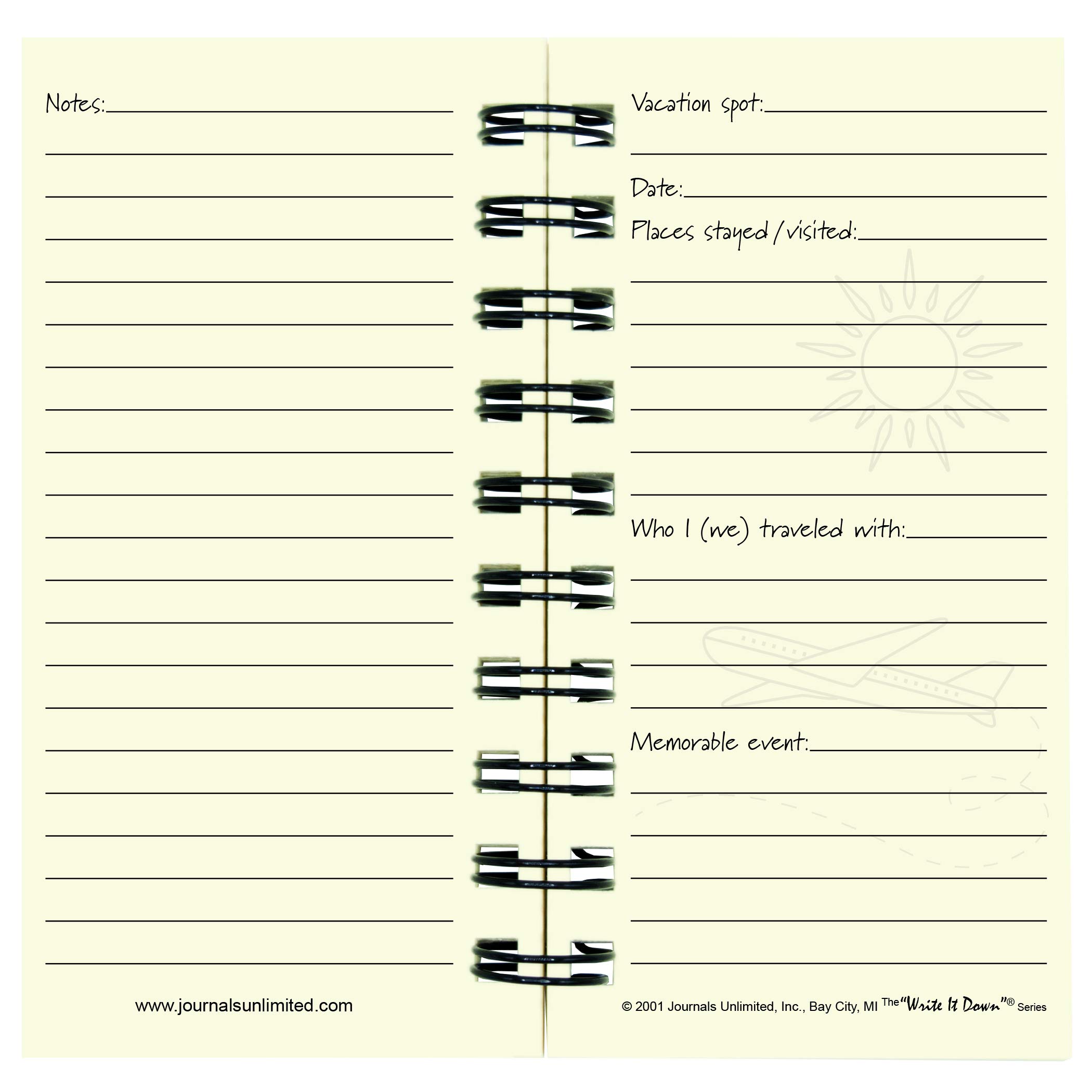 Write it Down series by Journals Unlimited, Guided Journal, Vacation, The Traveler's Journal, Mini-Size 3"x5.5", Kraft Hard Cover, Made in USA - Image 6