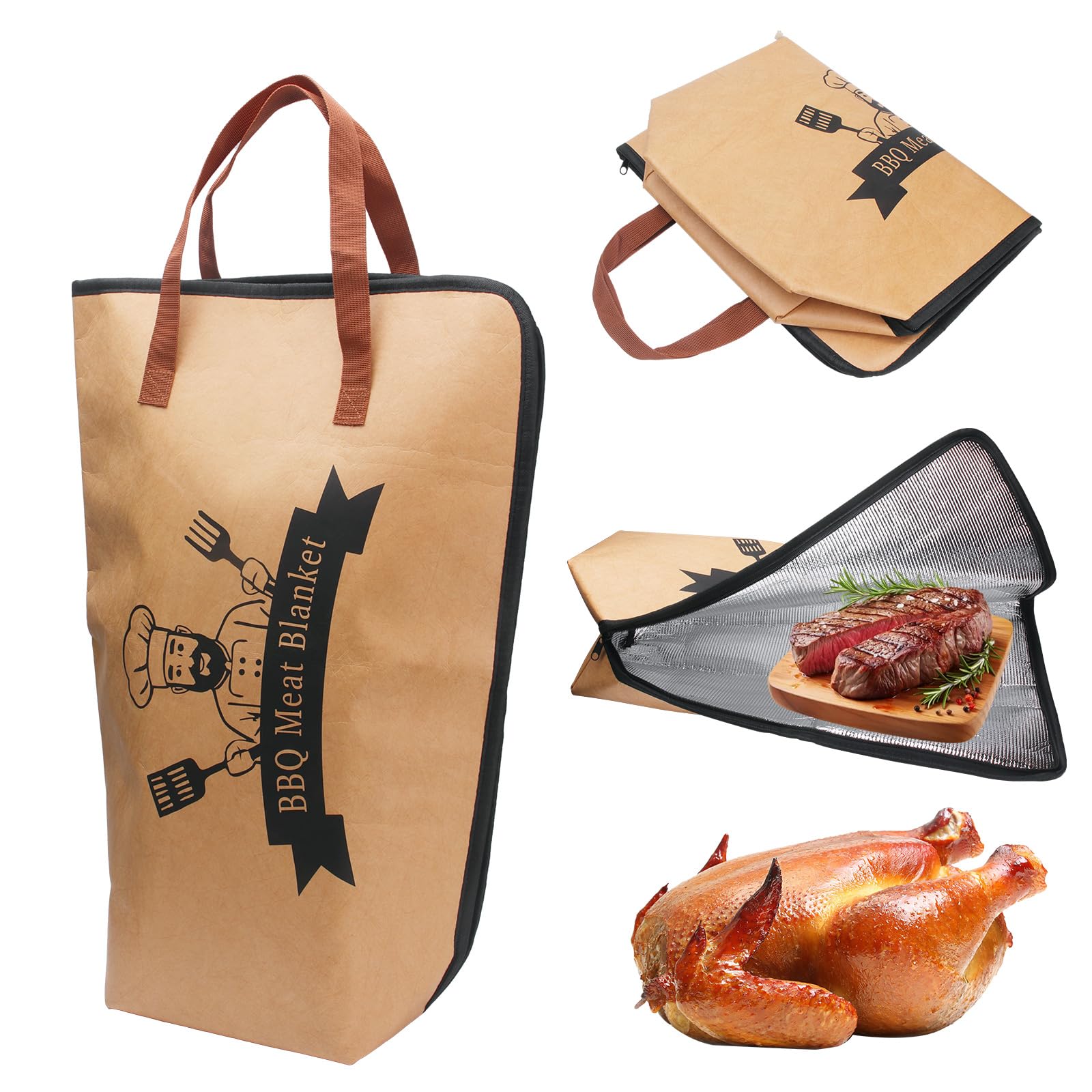NGOKPYD BBQ Blanket for Resting Meat, 21 in Waterproof Reusable Smoker Grilling Meat Insulated Resting Bag with Wide Mouth for Large Brisket/Beef/Pork Shoulders/Turkeys/Tenderloin