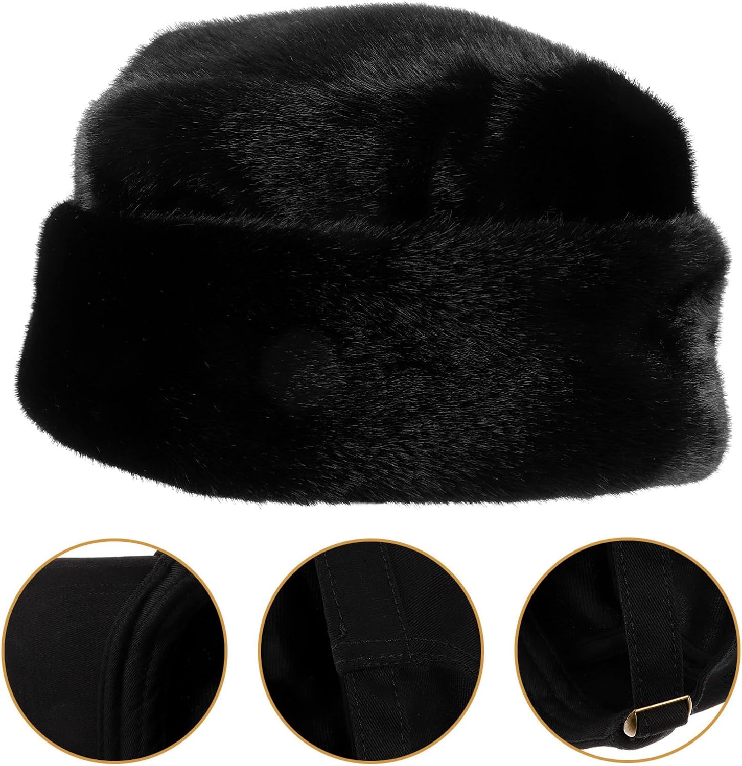 Cabilock Mens Russian Fur Hat Faux Beanie Hat for Outdoor Work with Supple Material and Versatile Vintage-Style Design in Black, for Theme Parties and Casual Wear