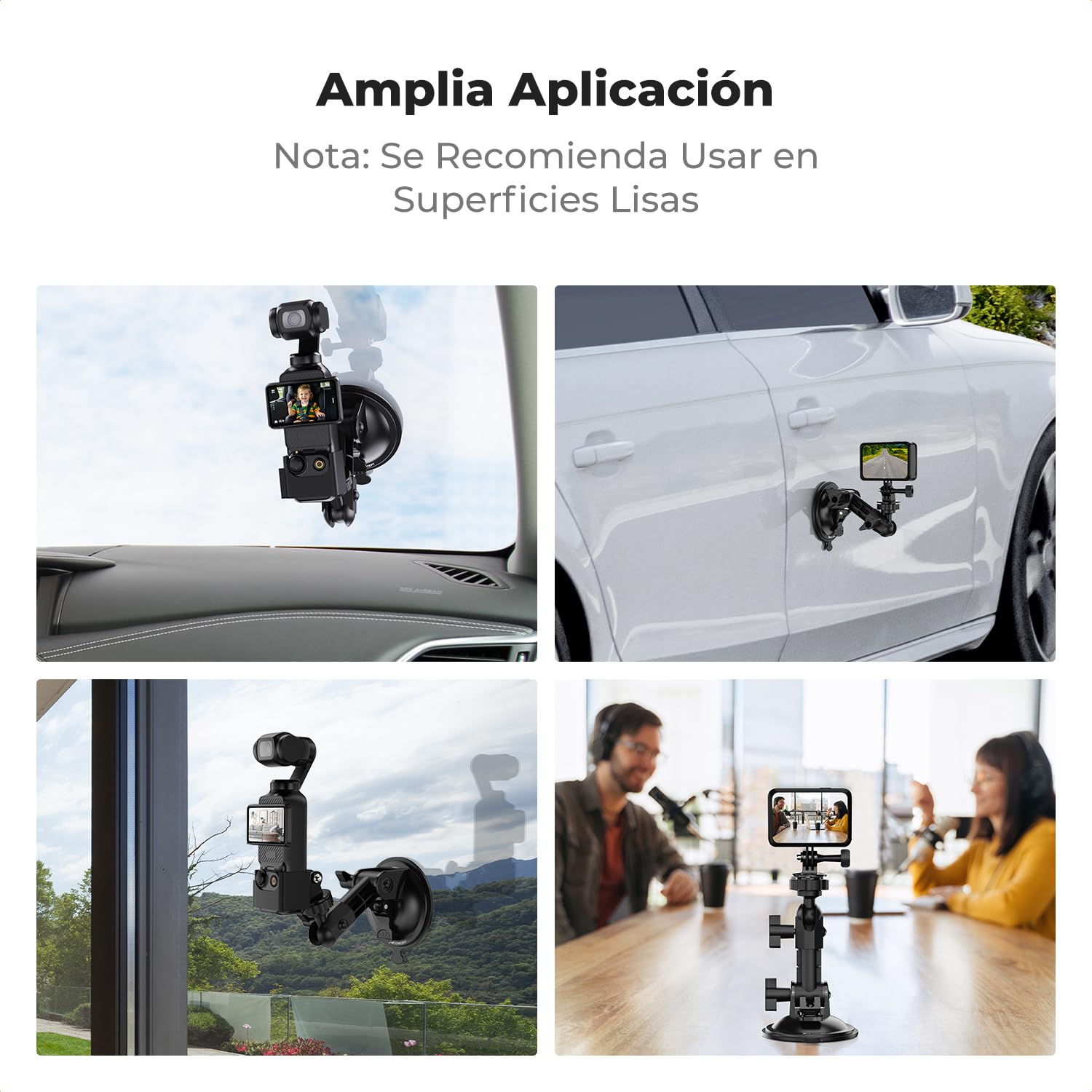 K&F CONCEPT Soporte de Coche con Ventosa para GoPro Hero 13 12 11 10 dji Action 5 Pro/4/3 dji Osmo Pocket 3, Soporte Ventosa del Parabrisas del Coche para Insta360 X5 X4