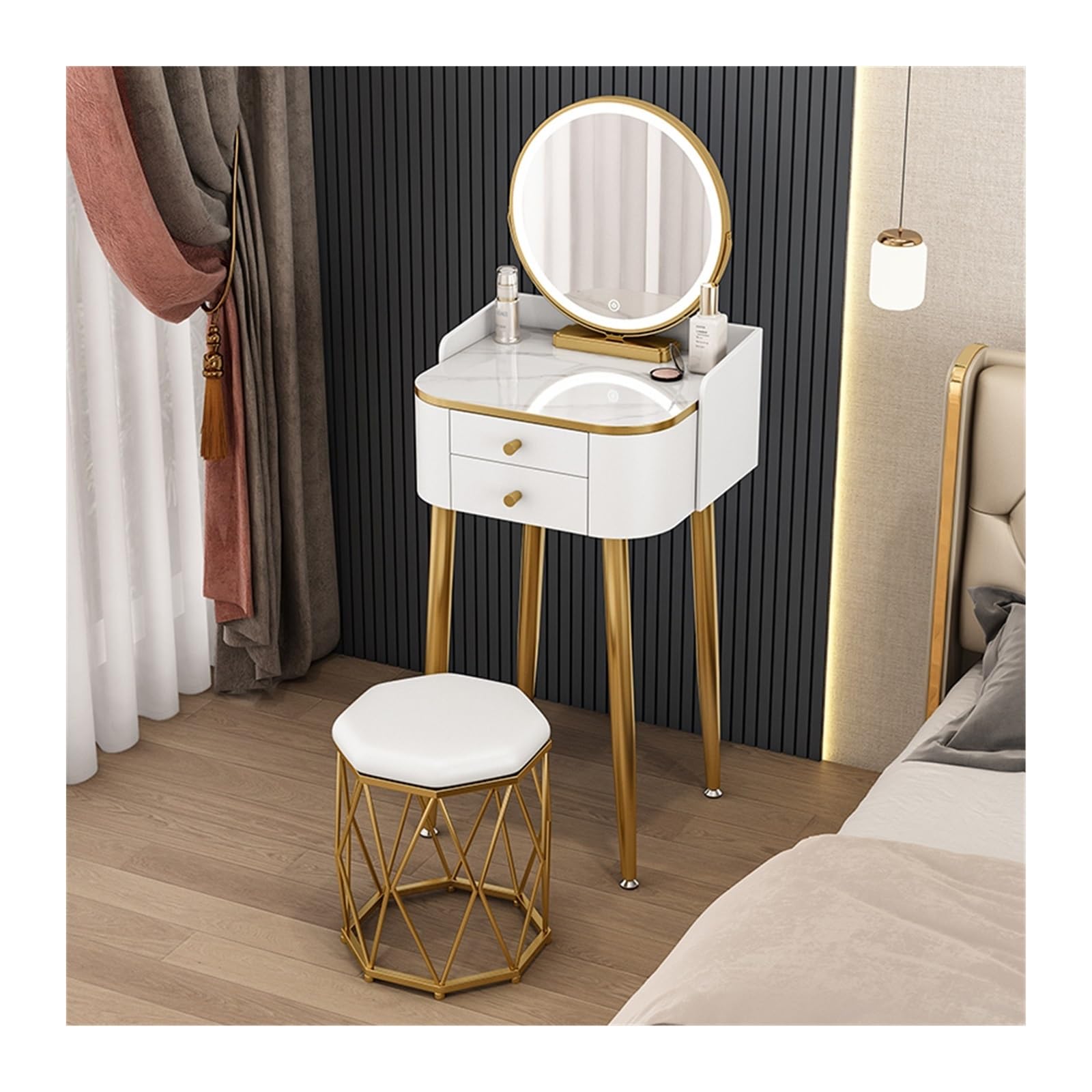 CGCSYZ Vanity Desk Dressing Table for Small Space Bedroom Makeup Dressing Table Storage Makeup Vanity Table Set Makeup Dressing Table (White L60cm)