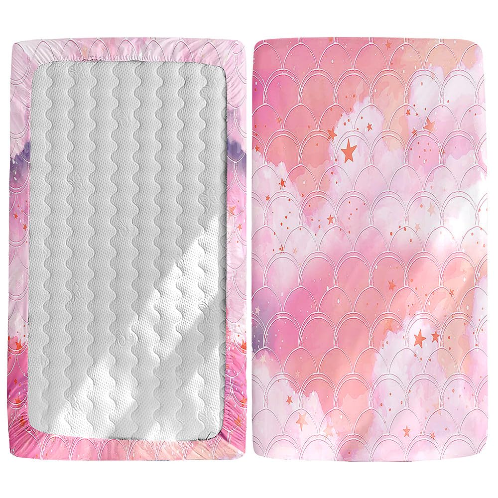 Morbuy Next to Me Crib Sheets, Soft Microfiber Moses Basket Sheets, Girl Cot Bed Sheets, Breathable Travel Cot Sheets Easy Care Toddler Bed Sheets (Pink,80x40cm)