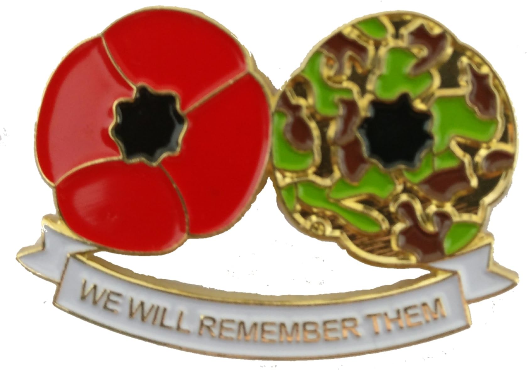 Badges Camouflage red flower Pin