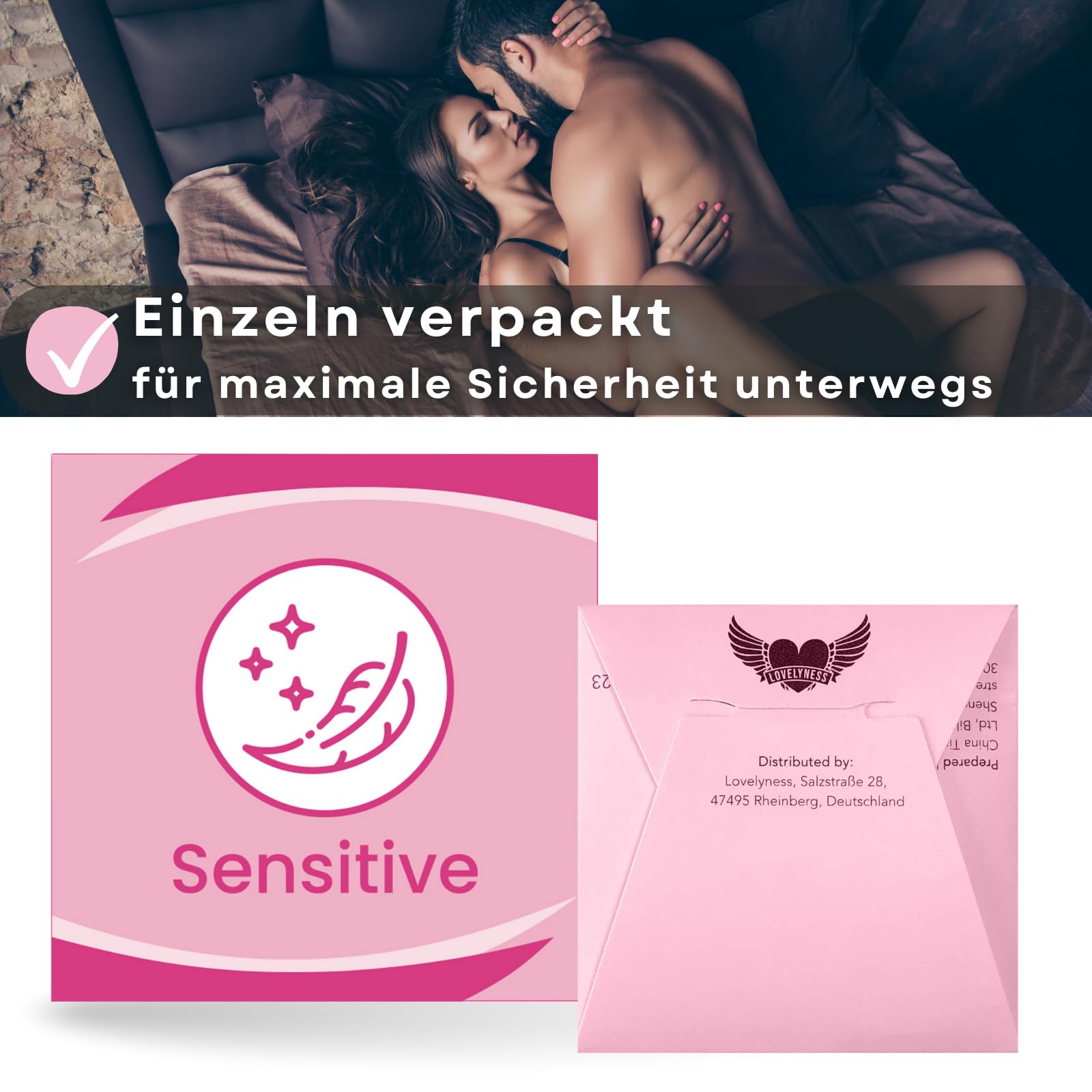 Kondome Sensitiv Gefühlsecht 200 Stück 52mm - Extra dünn Extra feucht Analverkehr Gleitfilm Lovelyness
